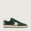 Zapatillas Ball Star para mujer en ante verde con estrella de piel blanca y lengüeta en el talón