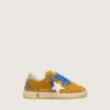 Zapatillas Ball Star para niños en ante ocre con estrella y lengüeta en el talón de piel blanca brillante