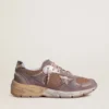 Zapatillas Dad-Star para hombre en ante lila y malla, con estrella y lengüeta en el talón de piel laminada