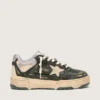 Zapatillas Forty2 para hombre en piel verde y nailon color crema con estrella de TPU y lengüeta del talón de piel plateada