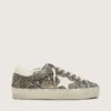 Zapatillas Hi Star para mujer en piel de potro en blanco y negro con estrella de cuero blanco