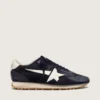 Zapatillas Marathon para mujer en ante azul marino con estrella y lengüeta del talón de piel