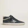 Zapatillas Mid Star para mujer en ante azul petróleo con estrella plateada brillante y detalle de algodón