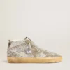 Zapatillas Mid Star para mujer en ante blanco y gris paloma con cristales Swarovski