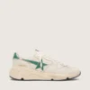 Zapatillas Running Sole para hombre en nailon color crema y piel con estrella de piel verde