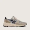 Zapatillas Running Sole para mujer en brillo plateado y ante gris paloma