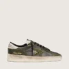 Zapatillas Stardan LTD para hombre en piel blanca y verde oliva con malla negra y estrella de piel amarilla
