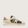 Zapatillas Stardan para mujer en piel blanca y piel de potro con estampado de leopardo, con estrella de piel blanca