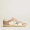 Zapatillas Super-Star para mujer en ante rosa con estrella de piel metalizada plateada