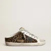 Zapatillas Super-Star Sabot para mujer en piel de potro con estampado de leopardo y estrella negra