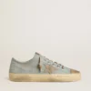 Zapatillas V-Star para hombre en lona azul claro con estrella de piel gris paloma