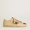 Zapatillas V-Star para hombre en lona color crema con estrella de piel color tabaco