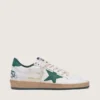 Zapatos Ball Star para mujer en piel napa blanca con estrella y lengüeta del talón de piel verde