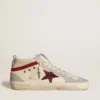 Zapatos Mid Star para mujer en piel con estrella brillante y detalle en nubuck rojo