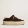 Zapatos Space-Star para hombre en ante marrón oscuro con lengüeta del talón plateada metalizada
