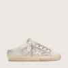 Zapatos Super-Star Sabot LTD para mujer con cristales Swarovski y estrella de piel plateada metalizada