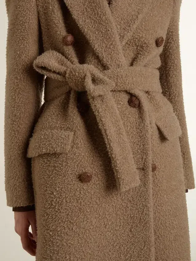 Abrigo de doble botonadura para mujer en mezcla de lana beige
