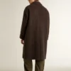 Abrigo «Journey» de hombre, de un solo pecho, en mezcla de lana arrugada con broche floral
