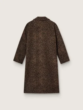 Abrigo tipo capullo de mujer, de lana y con motivo jacquard, de corte de una sola fila de botones
