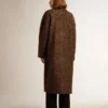 Abrigo tipo capullo de mujer, de lana y con motivo jacquard, de corte de una sola fila de botones