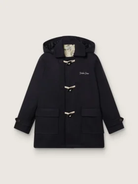 Abrigo tipo duffle con capucha para niños, en azul oscuro