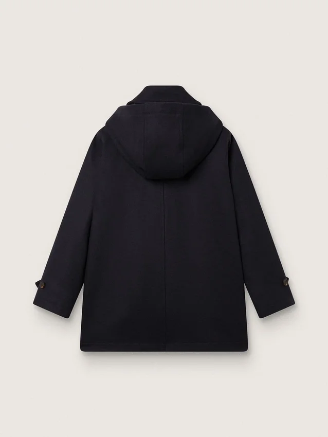Abrigo tipo duffle con capucha para niños, en azul oscuro