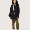 Abrigo tipo duffle con capucha para niños, en azul oscuro