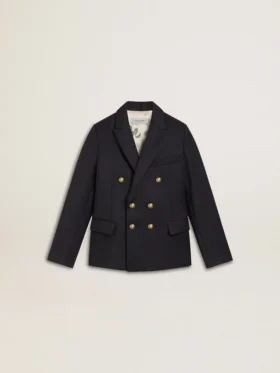 Americana azul oscura de doble botonadura para niños