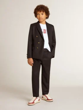 Americana azul oscura de doble botonadura para niños