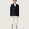 Americana azul oscura de doble botonadura para niños