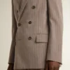Americana de hombre de mezcla de lana con estampado de chevron en color beige y corte de doble botonadura