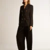 Americana negra de doble botonadura para mujer