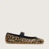 Bailarinas Étoile de piel de potro con estampado de leopardo, estrella bordada en negro y tira elástica