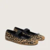 Bailarinas Étoile de piel de potro con estampado de leopardo, estrella bordada en negro y tira elástica