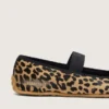 Bailarinas Étoile de piel de potro con estampado de leopardo, estrella bordada en negro y tira elástica