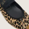 Bailarinas Étoile de piel de potro con estampado de leopardo, estrella bordada en negro y tira elástica