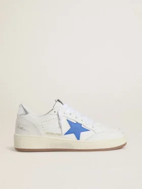 Ball Star con estrella de piel azul claro y lengüeta en el talón de piel con laminado plateado