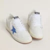 Ball Star con estrella de piel azul claro y lengüeta en el talón de piel con laminado plateado