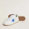 Ball Star con estrella de piel azul claro y lengüeta en el talón de piel con laminado plateado