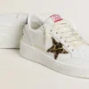 Ball Star con estrella de piel de potro con estampado de leopardo y lengüeta del talón de piel laminada negra