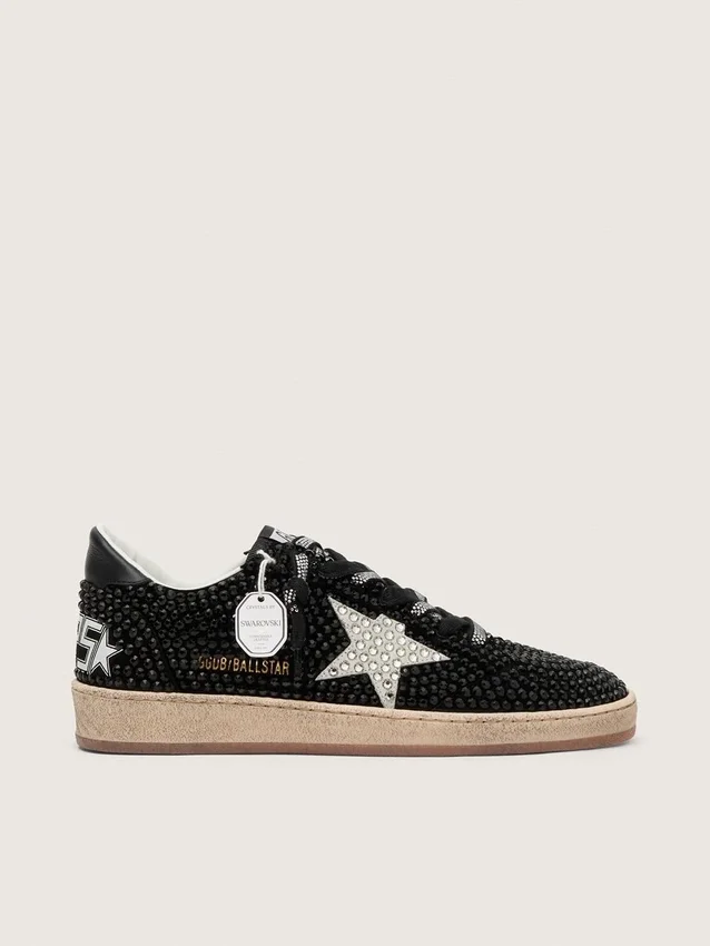 Ball Star en ante negro con estrella blanca y cristales Swarovski