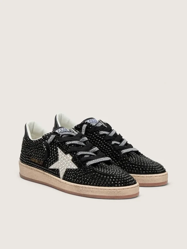 Ball Star en ante negro con estrella blanca y cristales Swarovski