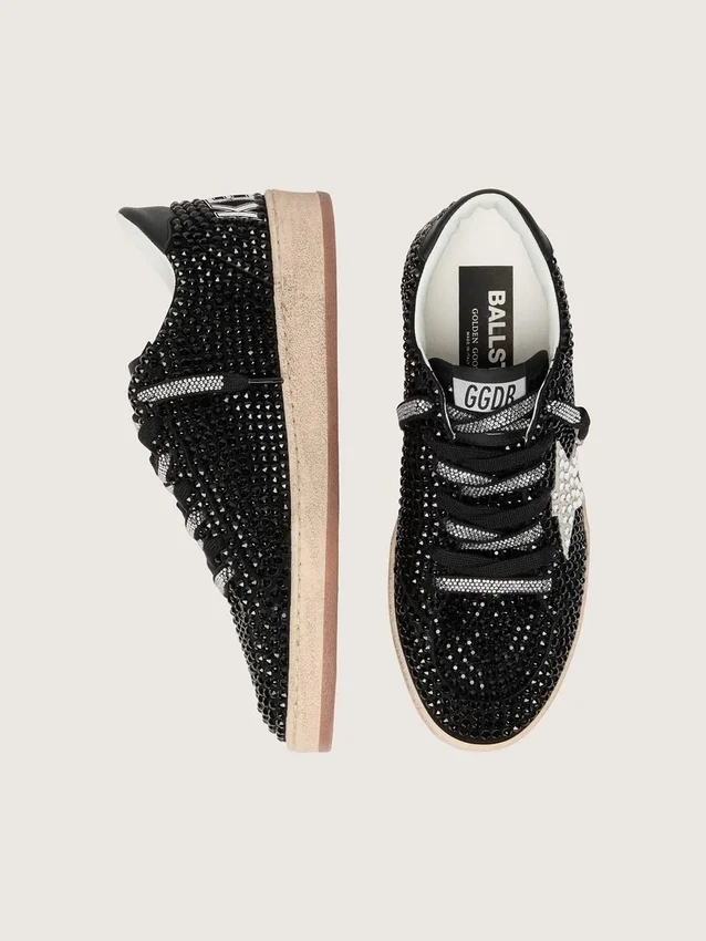 Ball Star en ante negro con estrella blanca y cristales Swarovski