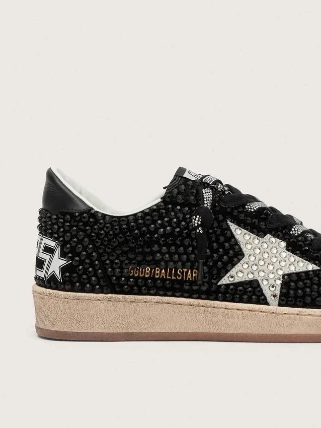Ball Star en ante negro con estrella blanca y cristales Swarovski
