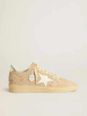 Ball Star en ante y cristales Swarovski con estrella de piel y lengüeta metálica en el talón