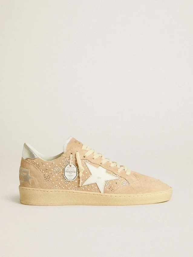 Ball Star en ante y cristales Swarovski con estrella de piel y lengüeta metálica en el talón