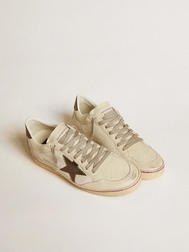 Ball Star en malla y piel con estrella de piel metalizada y lengüeta en el talón