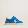 Ball Star junior en ante azul claro con estrella y lengüeta del talón de nubuck gris