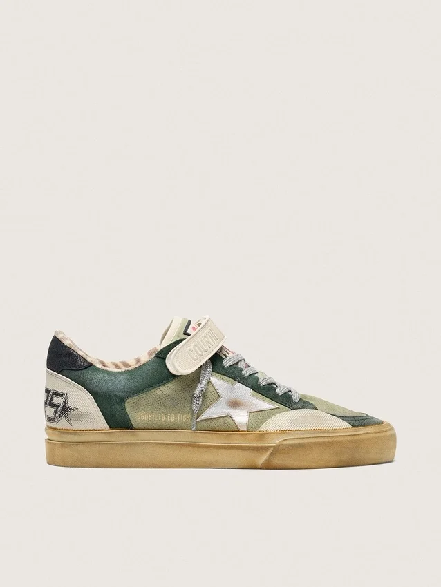 Ball Star LAB para hombre en ante verde con estrella de piel plateada y lengüeta trasera de ante negro