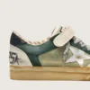 Ball Star LAB para hombre en ante verde con estrella de piel plateada y lengüeta trasera de ante negro